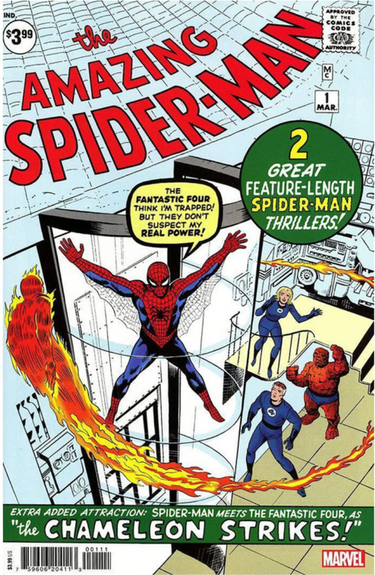 Marvel Amazing Spider-Man #1 facsimile edition comic book featuring classic cover art and detailed interior pages.