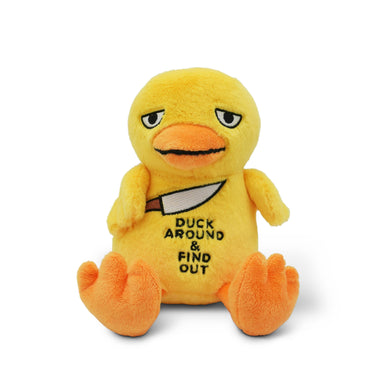 Punchkins Duck Around and Find Out plushie, soft yellow plush toy with a cute duck design, perfect for collectors or cuddling.
