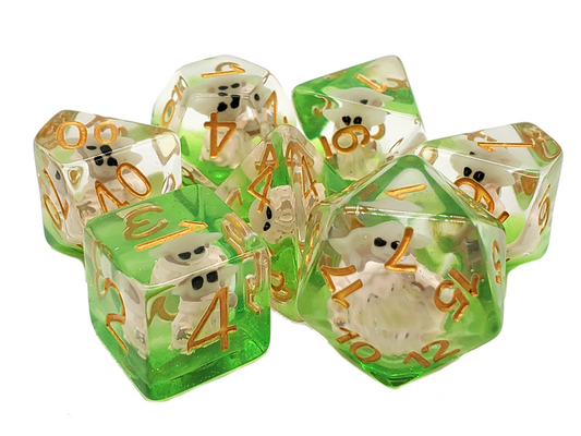 Old School 7 Piece DnD RPG Dice Set Infused Baby Goblin - State of Comics