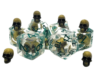 DnD RPG Dice Set: Infused - Skull Yellow w/ Teal - State of Comics