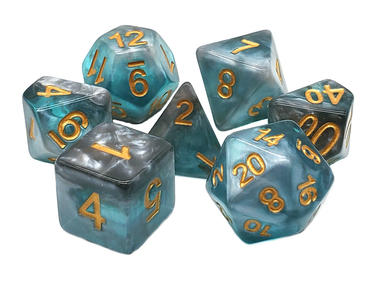 Old School 7 Piece DnD RPG Dice Set Gradients Cold Steel - State of Comics