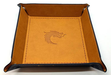 Old School Dice: Square Rolling Tray - Tan w/ Blue Back - State of Comics