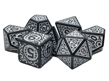 DnD RPG Dice Set: Rune Dice - Magical Runes - Silver - State of Comics