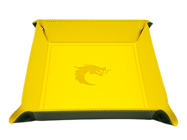 Old School Dice: Square Rolling Tray - Yellow w/ Black - State of Comics