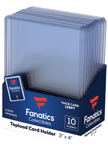 Fanatics Collectibles 138pt 3x4 top loader card sleeves, 10-pack for protecting trading cards, durable and clear card supplies.