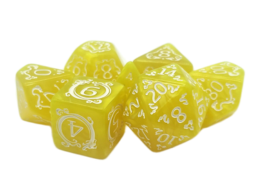 RPG Dice Set: Rune Dice - Coiled Serpent - Yellow w/ White - State of Comics