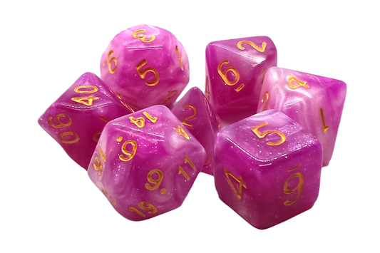 Old School 7 Piece DnD RPG Dice Set Galaxy First Kiss - State of Comics