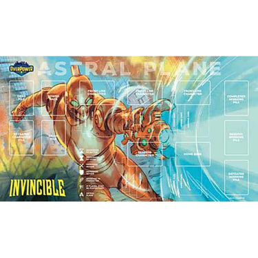 Lazarus Rising OverPower TCG Skybound Invincible Robot Learn-to-Play Premium Playmat with colorful character artwork