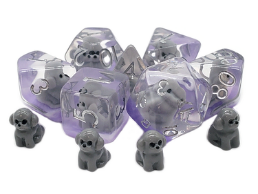 Old School 7 Piece DnD RPG Dice Set Animal Kingdom Puppy Dog Gray - State of Comics