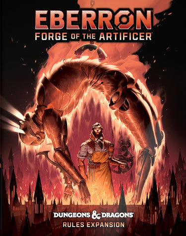 WIZKIDS/NECA D&D Eberron Forge of the Artificer RPG cover featuring intricate artwork on a fantasy-themed book cover.