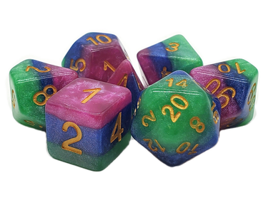 Old School 7 Piece DnD RPG Dice Set Gradients Jester's Court - State of Comics