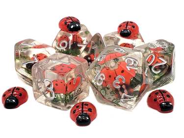 Old School 7 Piece DnD RPG Dice Set Animal Kingdom Ladybug Dance - State of Comics