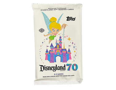 TOPPS Disneyland 70th Anniversary trading card from the 2025 Topps hobby single pack featuring colorful Disney-themed artwork.