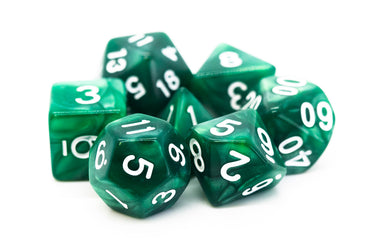 Old School 7 Piece DnD RPG Dice Set Pearl Drop Green - State of Comics