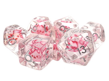 Old School 7 Piece DnD RPG Dice Set Animal Kingdom Purrfect Pink Cat - State of Comics