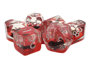 Old School 7 Piece DnD RPG Dice Set Animal Kingdom Scorpion Black w/ Red - State of Comics