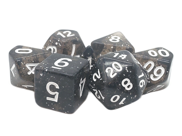Old School 7 Piece DnD RPG Dice Set Sparkle Translucent Black - State of Comics