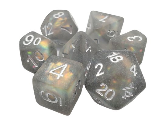 Old School 7 Piece DnD RPG Dice Set Frosted Firefly Spingtime Dew - State of Comics