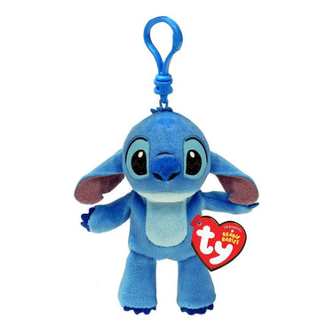 Soft plush Stitch TY Floppy Clip from Disney Beanie Babies, 5-inch plush with a clip, featuring Stitch's adorable character design.