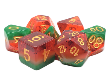 Old School 7 Piece DnD RPG Dice Set Gradients Watermelon Yum - State of Comics