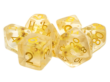 Old School 7 Piece DnD RPG Dice Set Infused Flower Yellow - State of Comics