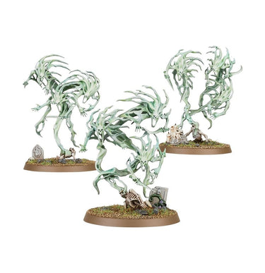 Warhammer Age of Sigmar Nighthaunt Spirit Hosts tabletop gaming miniatures with ghostly, undead figures on a gaming base.