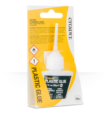 Citadel Plastic Glue for tabletop gaming, enhanced for precise application on miniature models by Games Workshop.