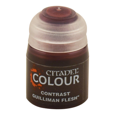 Games Workshop Citadel Contrast Paint Guilliman Flesh for tabletop gaming, showing a bottle of flesh-colored paint with label.
