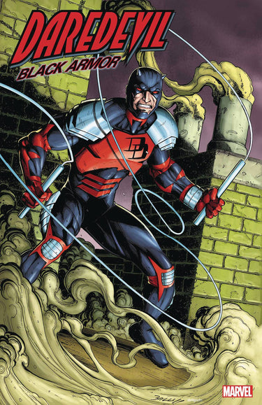 Marvel Daredevil Black Armor #1 comic book back issue featuring Daredevil in black armor, detailed cover art.