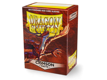 Arcane Tinmen Dragon Shield 100-pack Crimson Matte card sleeves for protecting standard-sized trading cards.