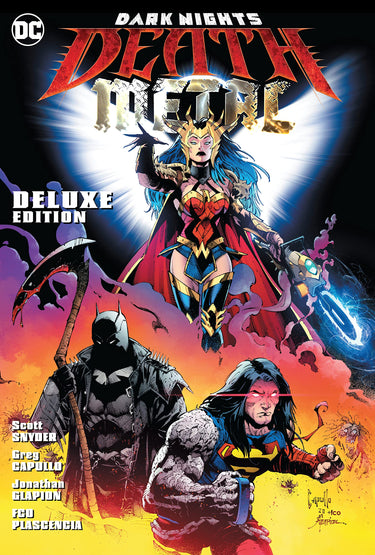 DC Comics Dark Nights Death Metal graphic novel cover featuring dark, intense artwork and characters from the Dark Nights series.