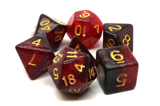 Old School 7 Piece DnD RPG Dice Set Galaxy Red & Black - State of Comics