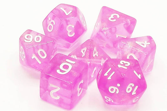 Old School 7 Piece DnD RPG Dice Set Galaxy Lilac Shimmer - State of Comics