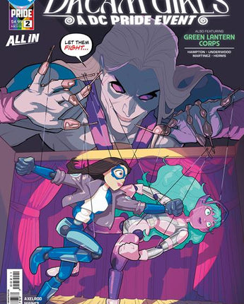 Justice League Dream Girls comic book cover #2 of 4, featuring DC Comics characters at Pride event, illustrated by Brandt & Stein.