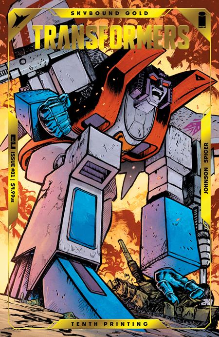 Transformers #1 10th Ptg Cvr B Daniel Warren Johnson & Mike Spicer Starscream Gold Foil Emboss Var