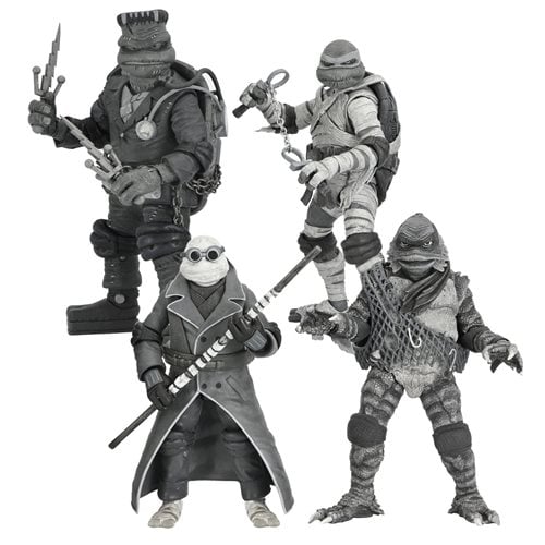 Universal Monsters x Teenage Mutant Ninja Turtles Black & White Action Figure 4-Pack