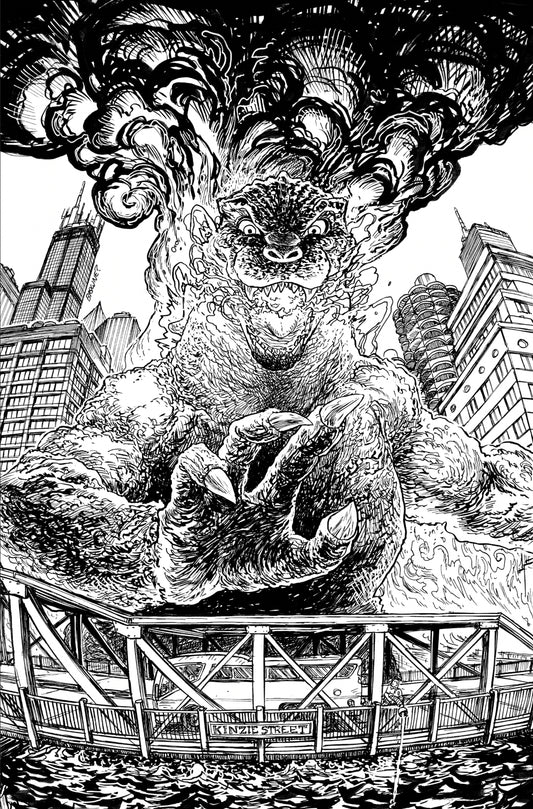 Godzilla Vs America Chicago Variant Ri 25 Browne Full Art B&W