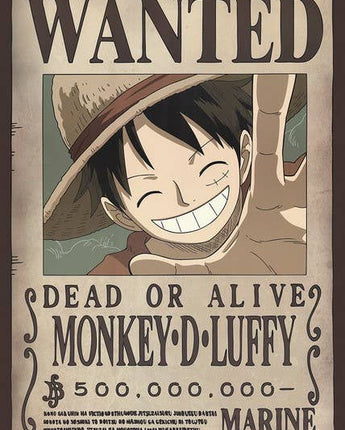 One Piece 24X36 - Monkey D. Luffy Wanted Dead or Alive Manga: Individually Rolled & Labeled - State of Comics