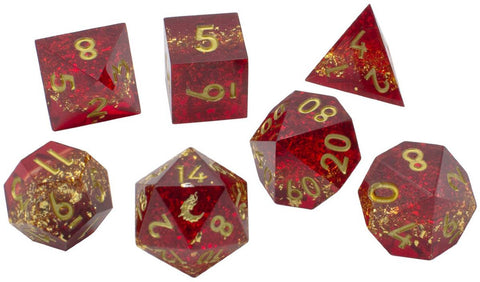 Old School 7 Piece DnD RPG Dice Set Sharp Edged Love & Passion - State of Comics