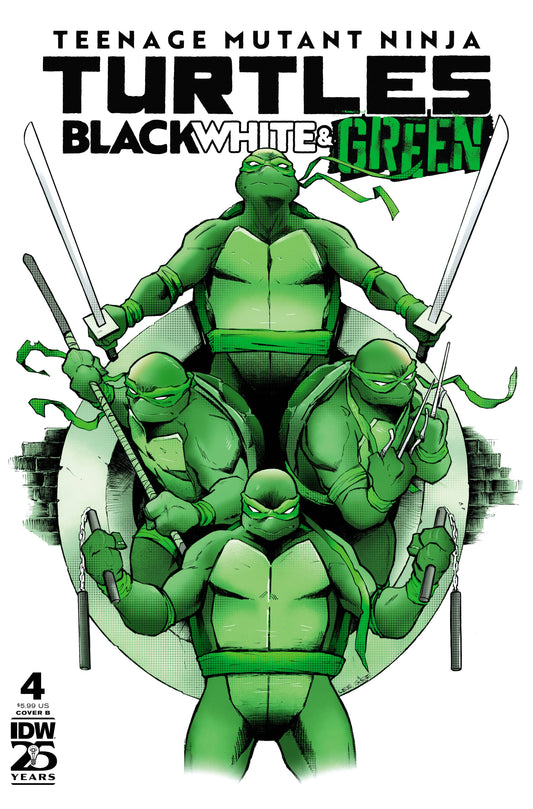 Tmnt Black White & Green #4 Cvr B Garbett