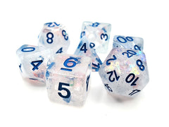 Old School 7 Piece DnD RPG Dice Set Infused Snowy Day - State of Comics