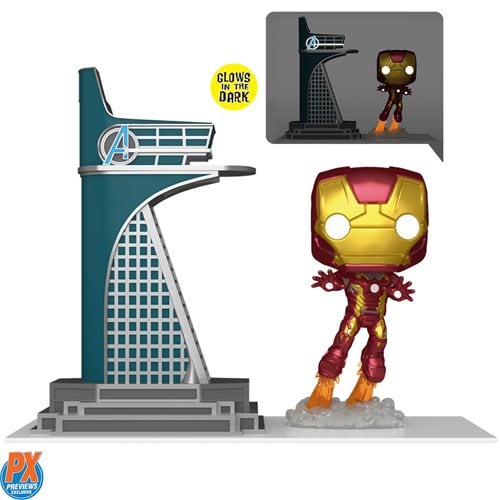 Avengers 2 Iron Man with Avengers Tower Glow-in-the-Dark Funko Pop! Town Previews Exclusive - State of Comics