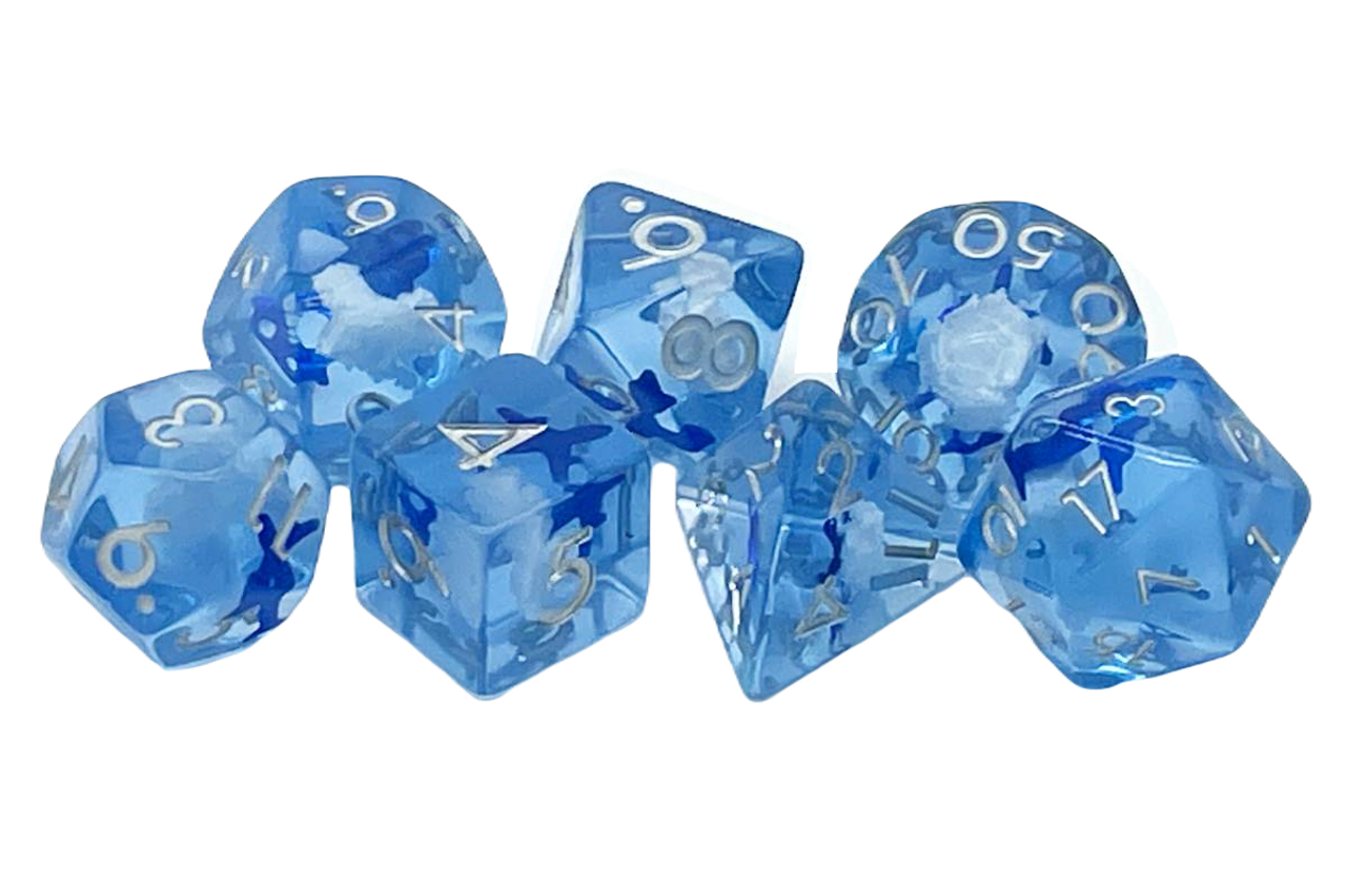 Old School 7 Piece DnD RPG Dice Set Infused Flying High - State of Comics