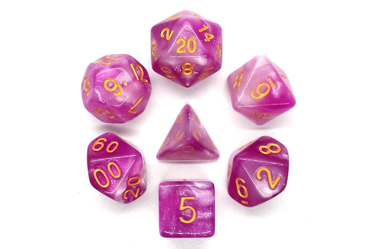 Old School 7 Piece DnD RPG Dice Set Galaxy First Kiss - State of Comics