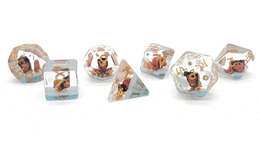 Old School 7 Piece DnD RPG Dice Set Animal Kingdom Lion