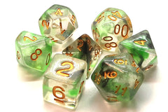 Old School 7 Piece DnD RPG Dice Set Luminous Snake Venom - State of Comics