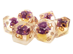 Old School 7 Piece DnD RPG Dice Set Infused Mushroom Purple