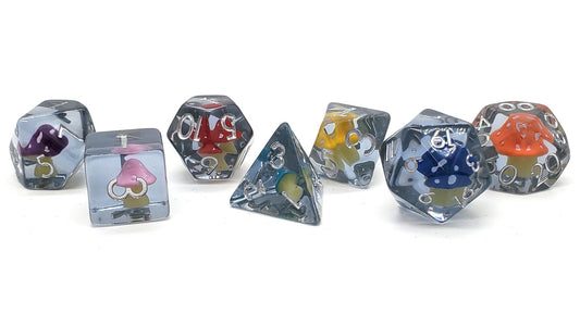 Old School 7 Piece DnD RPG Dice Set Infused Mushroom Rainbow - State of Comics