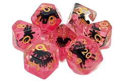 Old School 7 Piece DnD RPG Dice Set Infused Spider Black w/ Red - State of Comics