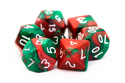 Old School 8-Piece D6 Dice Set Vorpal Red & Green - State of Comics